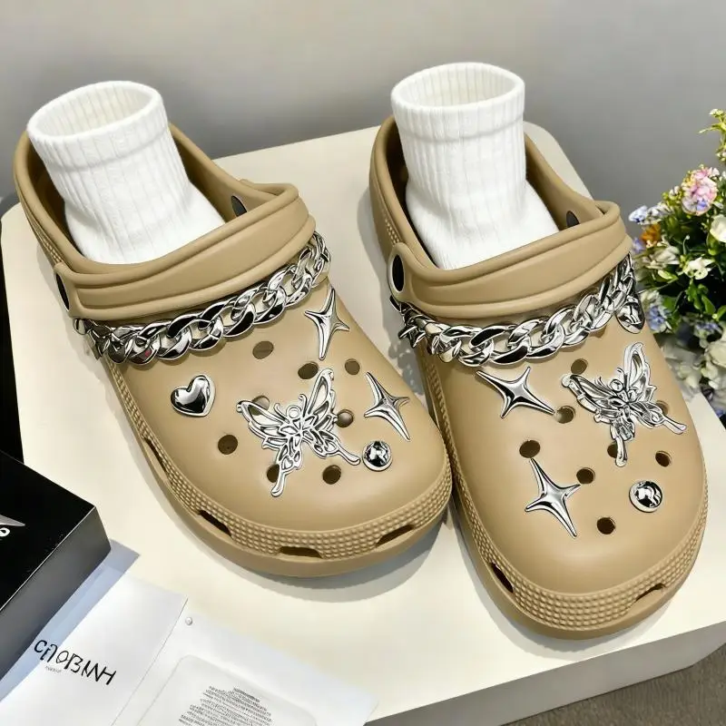 Punk-Metall-Sternketten-Clogs-Accessoires Sommer 2026 Unisex Luxus-Schmetterlings-Designer-Schuh-Charms-Set Paar-Schuh-Dekorationen – Detail 5