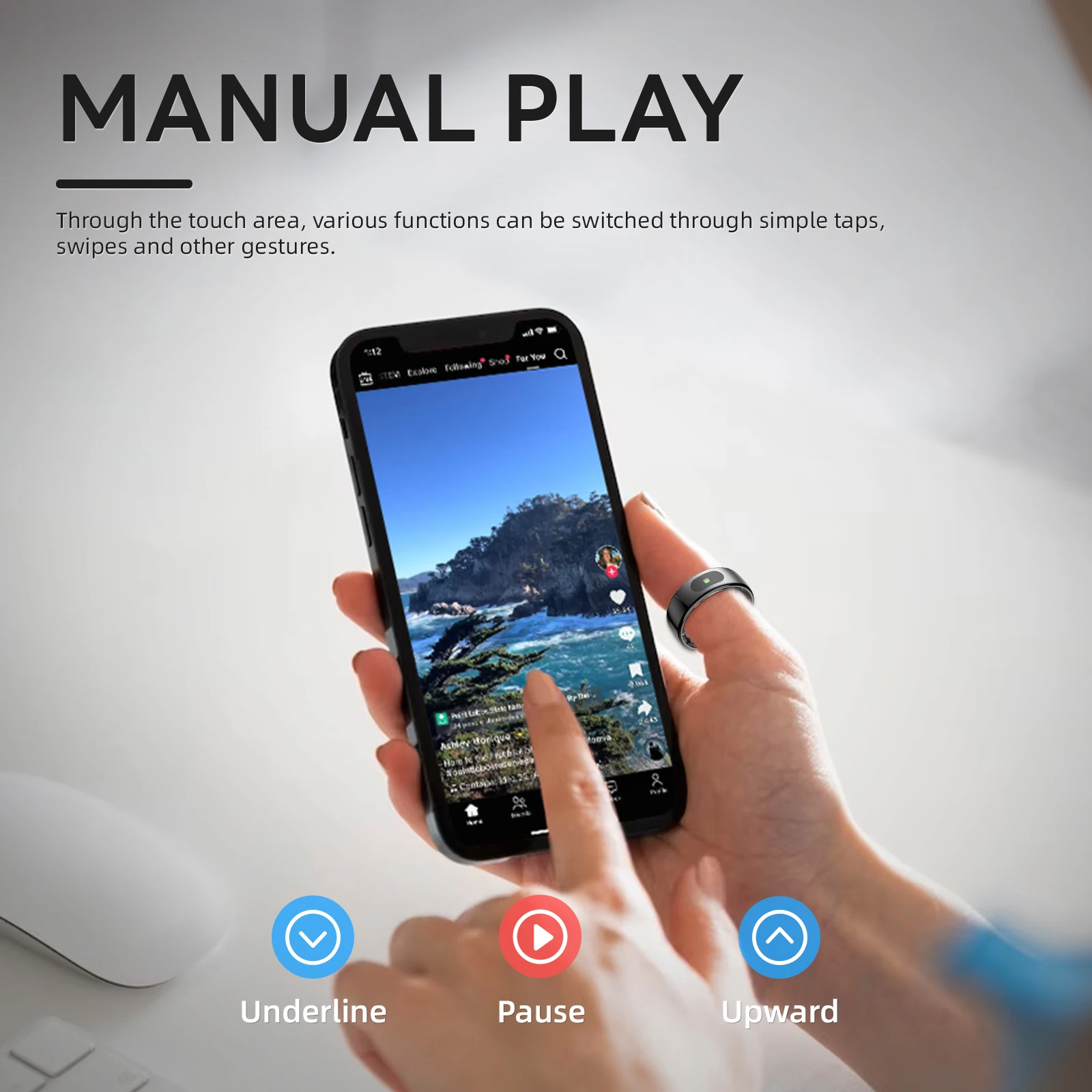 R08 Smart Ring with Charging Control Function Men Women Health Sleep Heart Rate Monitoring IP68 5ATM Waterproof Multi-sport Mode - 6