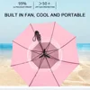 Sun Umbrella with Fan Misting,Portable Fan for UPF 50+ Sun,Cooling Umbrella,Summer Cooler for Outdoor Beach,Battery Powered 3