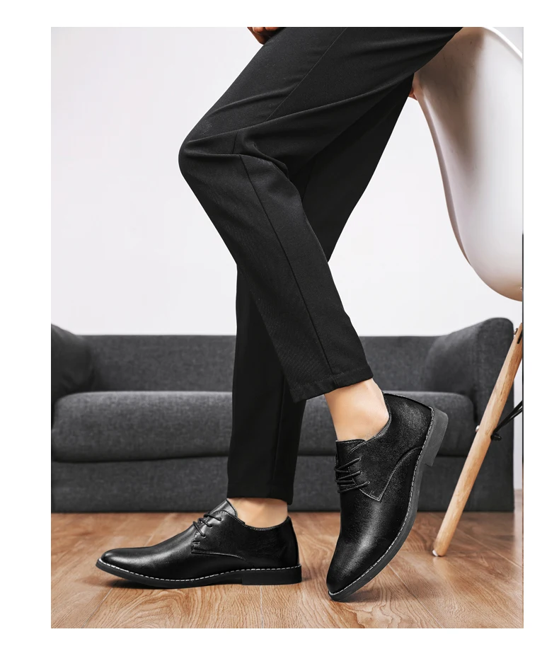 2023 New High-top Men's Casual Leather Shoes Classic White Business Men's Derby Shoes Fashion Pointed toe Dress Shoes Men Oxford