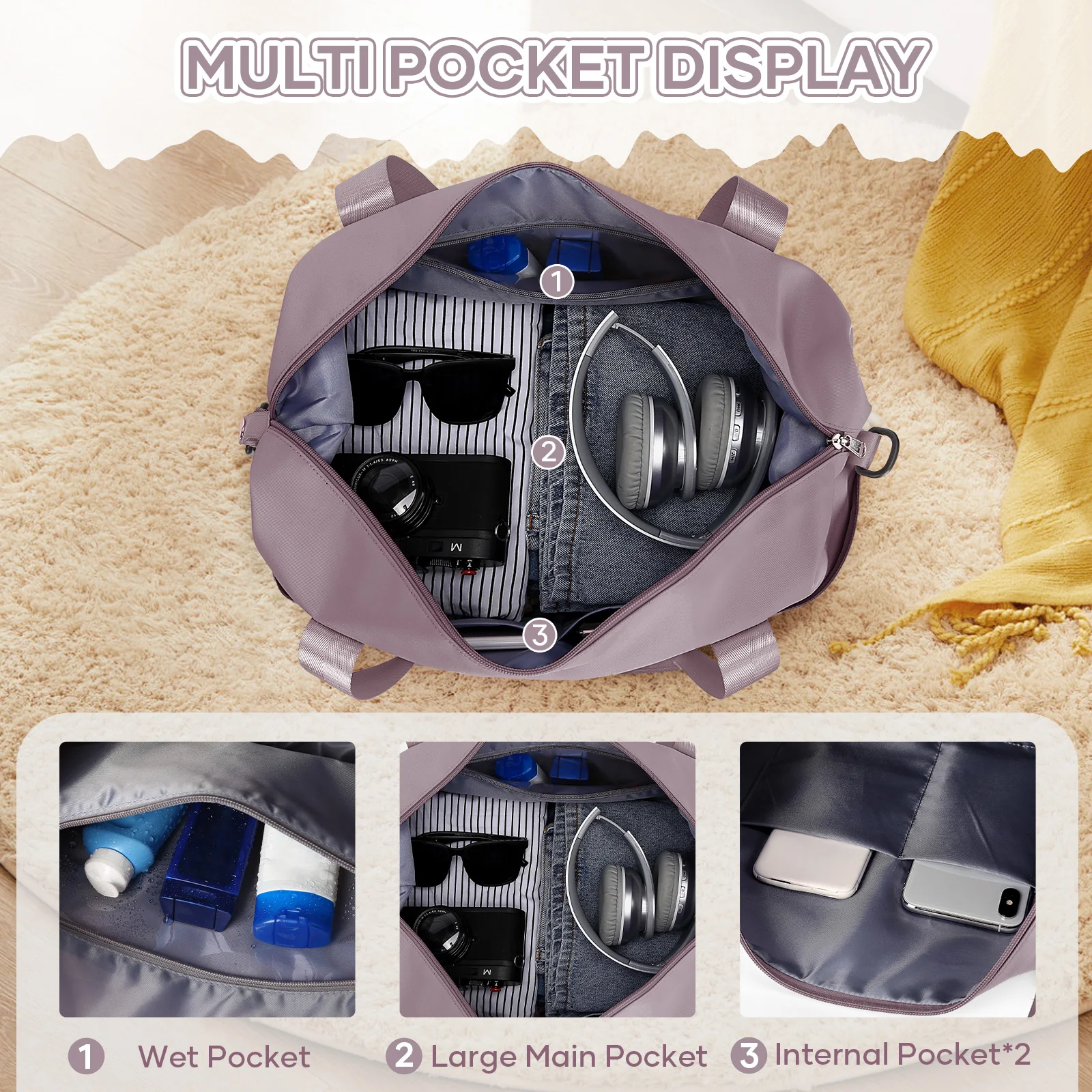 Travel Tote Bag, Lightweight Handbag Large Capacity Crossbody Shoulder Bag,  Business Trip Luggage Sports Bag, Gym Bag, Mom Bag