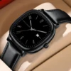 2024 New Men's Watch Fashion Square Business Style Black Clock Original Quartz Movement 40mm Casual Leather Watches reloj hombre 5