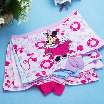 Confezione da quattro pantaloni per ragazza Minnie Cartoon in puro cotone ad angolo piatto Intimo per ragazza Ragazza carina morbida e confortevole 2-10 anni 1