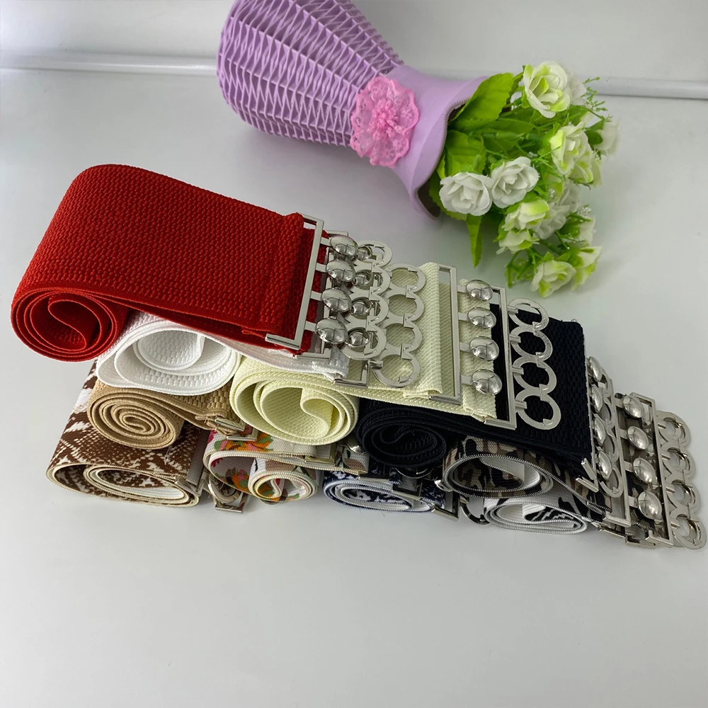 

Elastic Waist Closure Women's Flower Wide Belts Elastic Decoration Fat And Thin Girls' Dress Versatile Belt SCB0273