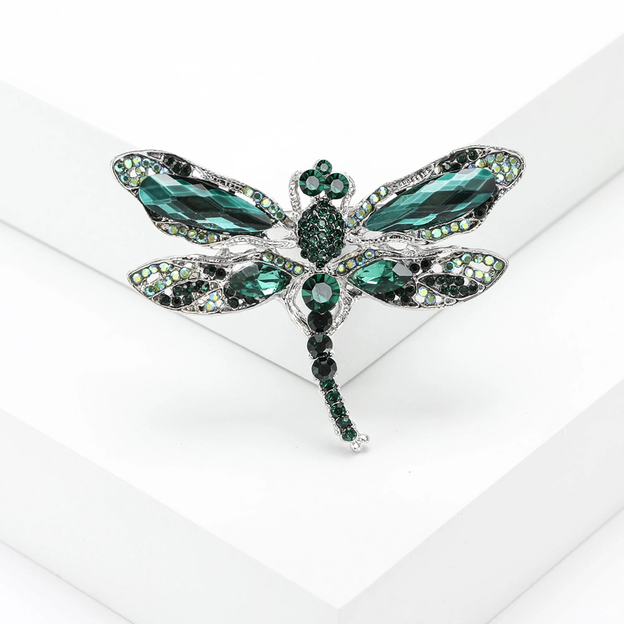 Green Enamel Dragonfly Brooches For Women