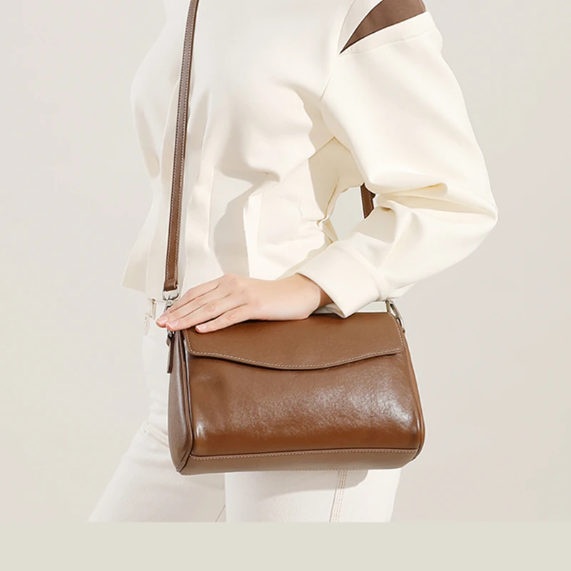 Burminsa 100% Cow Genuine Leather Shoulder Bags For Women 2025 Trend Designer Square Crossbody Purses Satchel Ladies Handbags 4