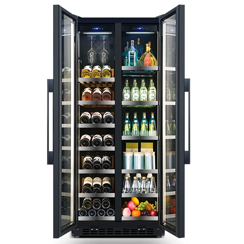 350L Double Glass Door Wine and Beverage Refrigerator