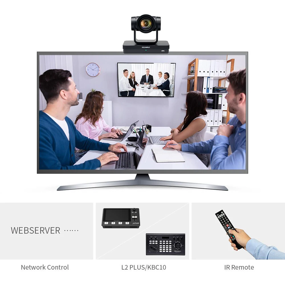 FEELWORLD UHD4K12X 4K PTZ Camera 12X Optical Zoom, Auto Focus SDI HDMI USB IP Remote Control Multiple Video Outputs