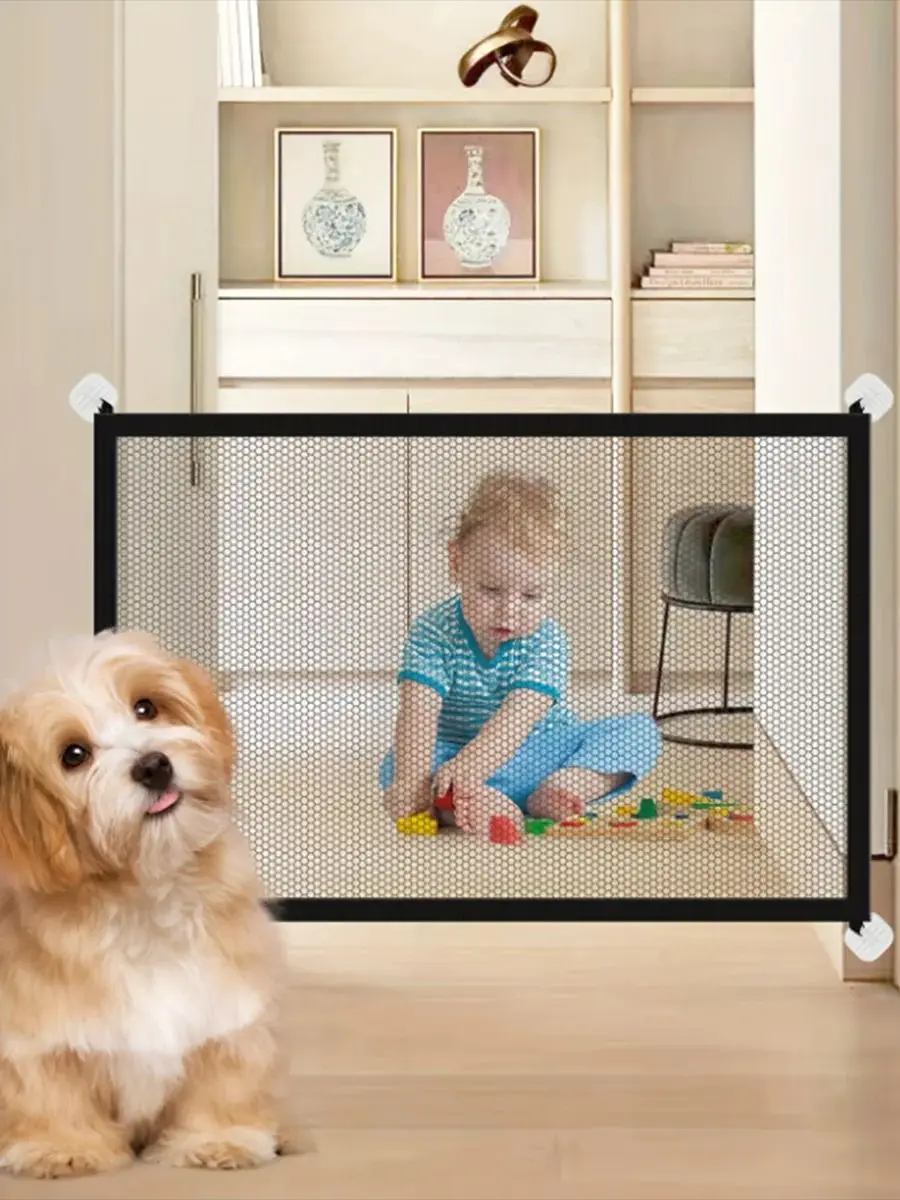 Children's fence Folding wire mesh fence home pet isolation balcony door child protection isolation net