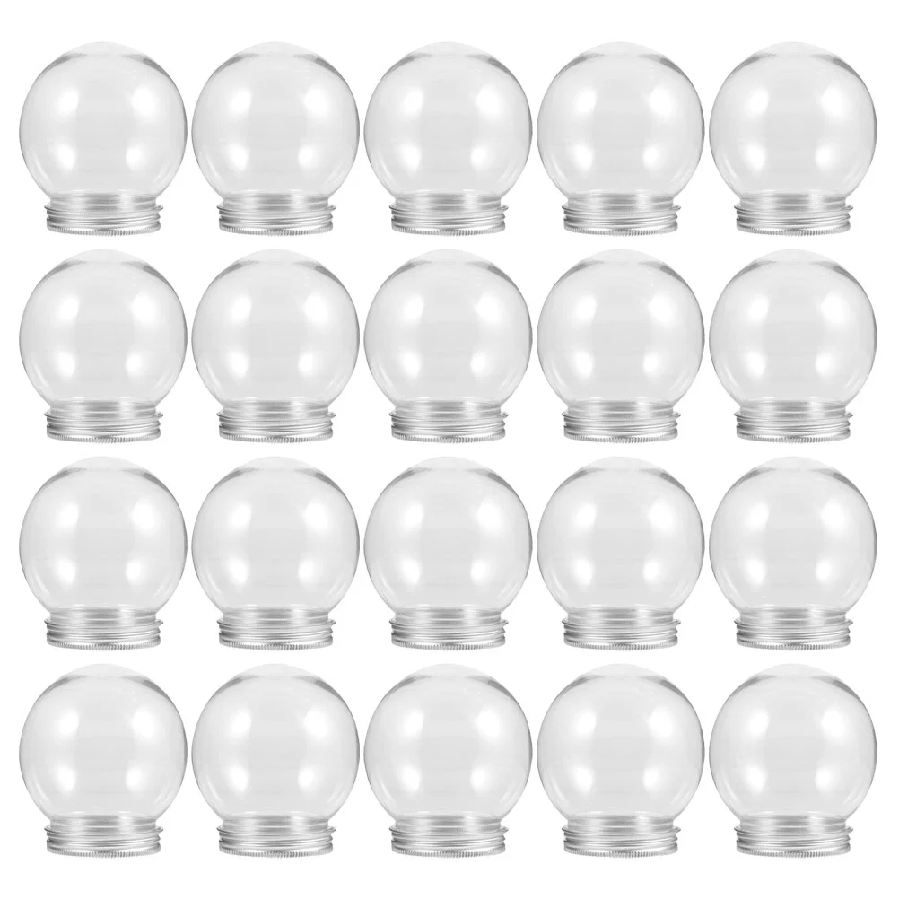 

20pcs Small Snow Globe Plastic Clear Globes with Screw Off Caps Candy Balls