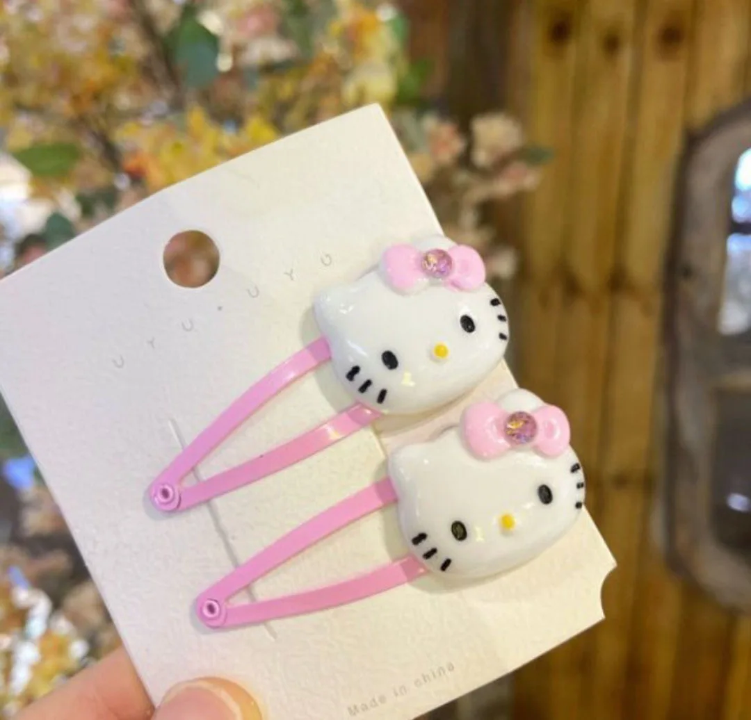 Sanrio Милая заколка для волос девочек Hello Kitty Женская милая аксессуары головной