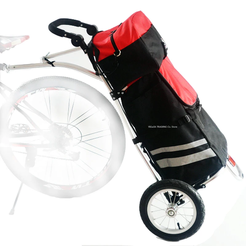 Remorque de cargaison de vélo pliante avec grand sac et contacteur de vélo, roue pneumatique de 12 pouces, chariot à provisions, chariot à bagages