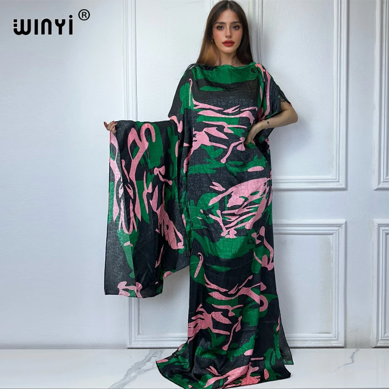 chinese dress ladies Dubai Partywear Maxi Dress Jalabiya for Women M / 56 Inches