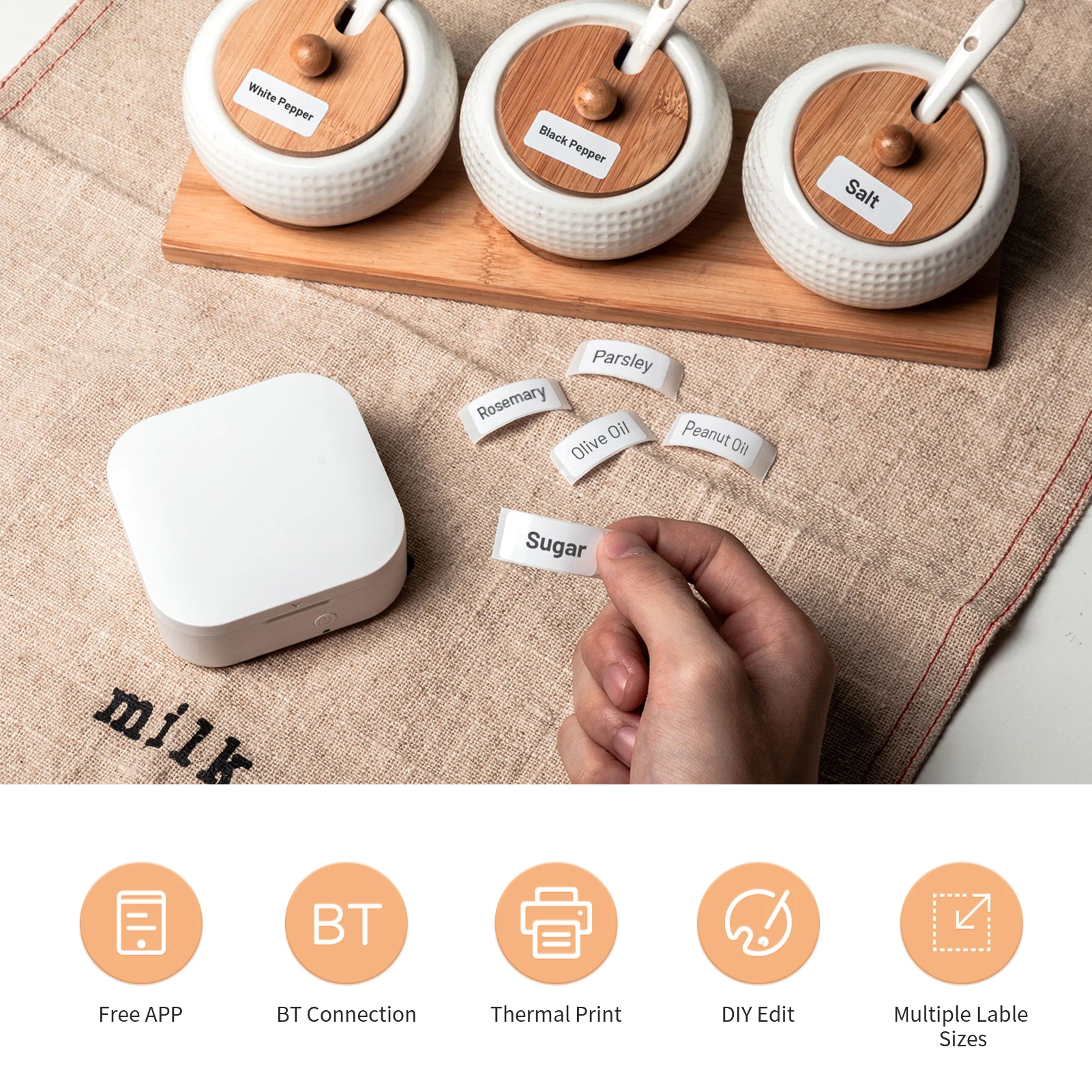 Portable Label Maker Machine Mini Pocket Thermal Label Printer BT Connect Sticker Labeling Machine iOS Android for Organization