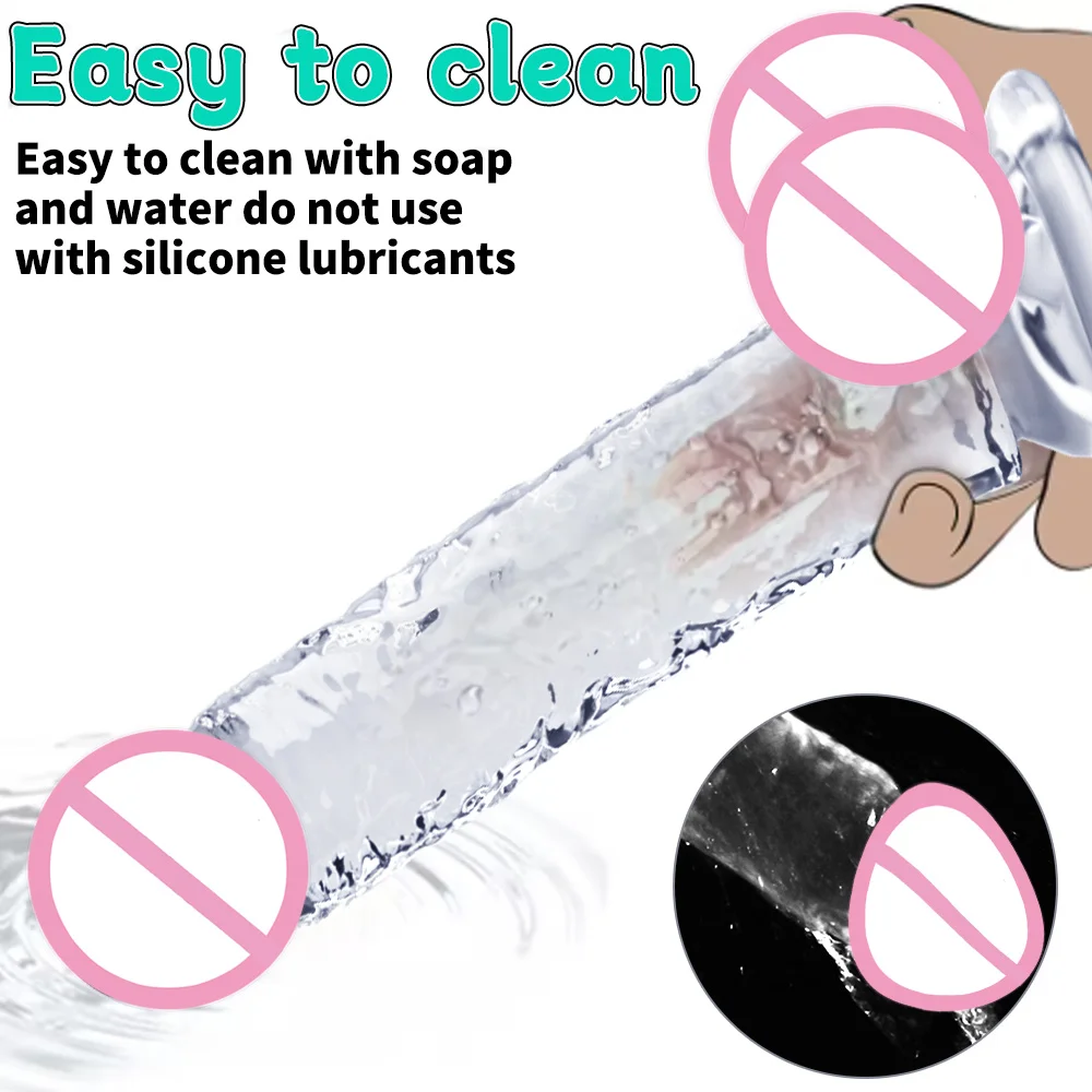 Realistic Dildo Clear Soft Lifelike Sex Toy with Vein Texture Penis for Vagina Anal Stimulation with Strong Suction Cup Adulttoy