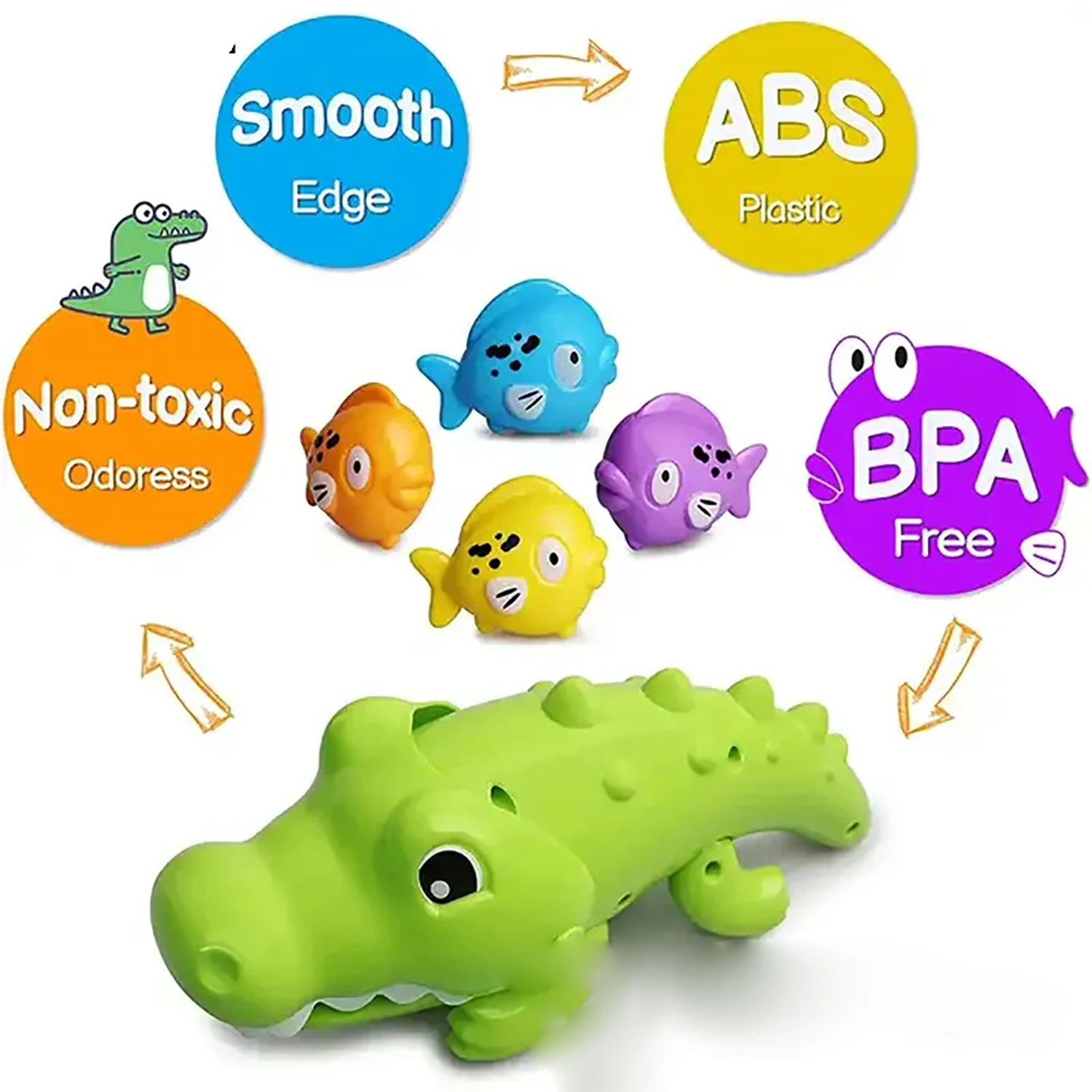 Children's Bathroom Shower Toys Big Crocodile Eating Small Fish Game Parent Child Interaction Puzzle Playing Water 3