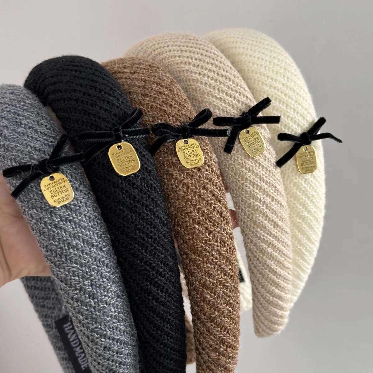 Gentle brown fabric headband bow 3