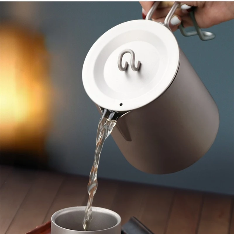 

Outdoor Pure Titanium Tea-pulling Tea Coffee Pot Comes with Titanium Filter 900ML Pure Titanium Pull-flower Outing Pot Teapot