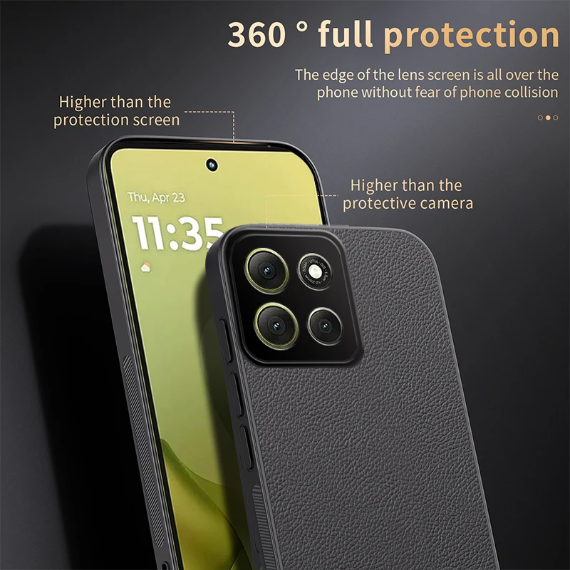 Matte Litchi Texture Leather Soft Silicone Case