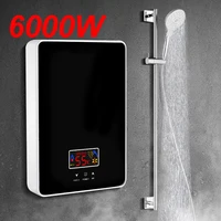 Chauffe-eau électrique instantané sans réservoir 220V 6000W pour salle de bain et cuisine, avec robinet de chauffage instantané et écran LCD 1