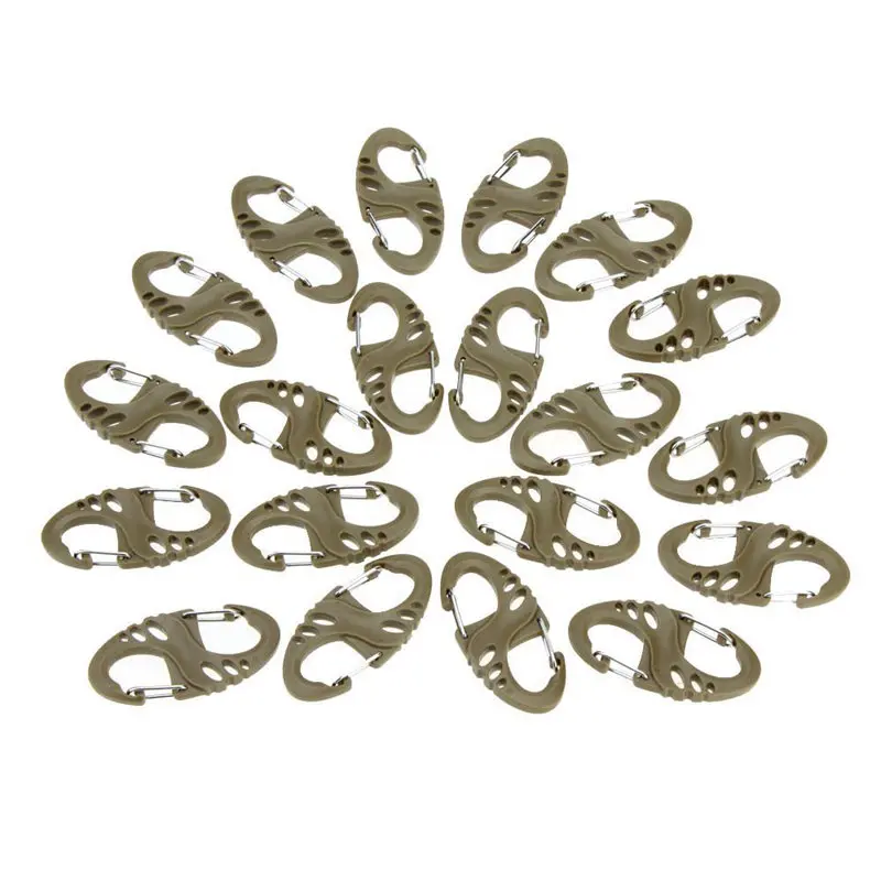 

10 Pcs Practical Outdoor Sports 8-Shaped Small Carabiner Snap Metal + Plastic Climbing Buckle Camping Hiking Clip Hook Keychain