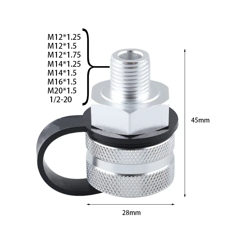 Auto Valve Engine Purge Turbo Blow Off Hydraulic Control Auto Ac Can Tap Heater Control Oil Drain Valve Aluminum Alloy Quick Drain M14*1.5 M14*1.25M12*1.25M12*1.5M12*1.75M16*1.5M20*1.5 1/2-20 with hose attachment