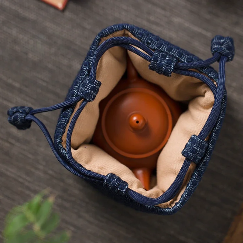 Tea set purple clay pot teacup storage bag Portable packing bag for teacup and teapot Chinese retro jacquard Master Cup