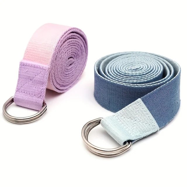 Two-Color Yoga Stretching Belt, Adjustable Sports Resistance Band with D-Shaped Buckle, Suitable for Flexibility Pilates Training, Body Shaping Two-Color Yoga Stretching Belt, Adjustable Sports Resistance Band with D-Shaped Buckle, Suitable for Flexibility Pilates Training, Body Shaping