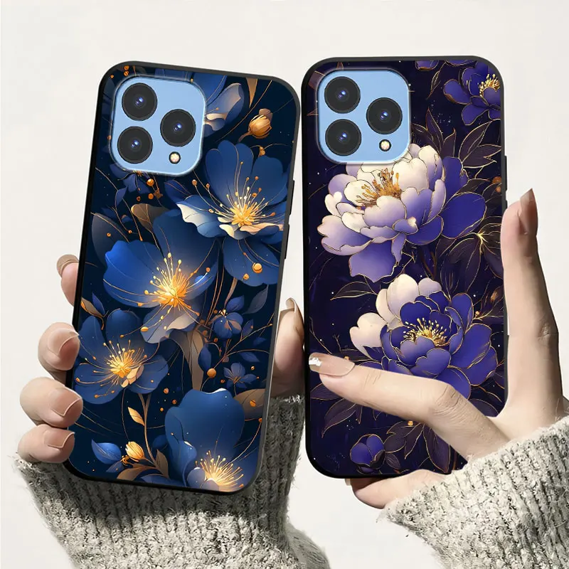 Cool Cartoon Shockproof Soft Silicone Phone Case with Floral Design