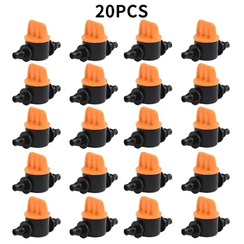 20pcs 4/7 Hose Water Valve Garden Auto Drip Irrigation System 1/4" Mini Pipe Watering Barbed Switch Control Fittings Garden Tool 1