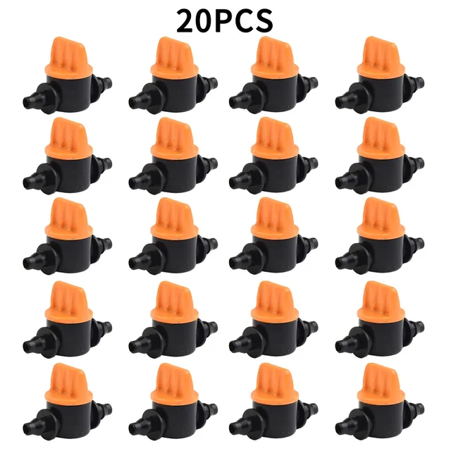 20pcs 4/7 Hose Water Valve Garden Auto Drip Irrigation System 1/4" Mini Pipe Watering Barbed Switch Control Fittings Garden Tool 1