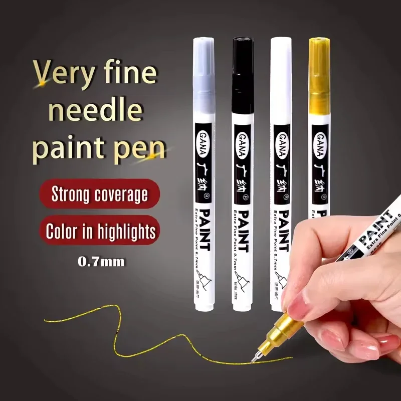 Guangna Paint Marker Pen DIY Reflective Paint Metallic Pen Permanent Gold SILVER Marker Touch Up,School Model Painting 1/2pcs 2