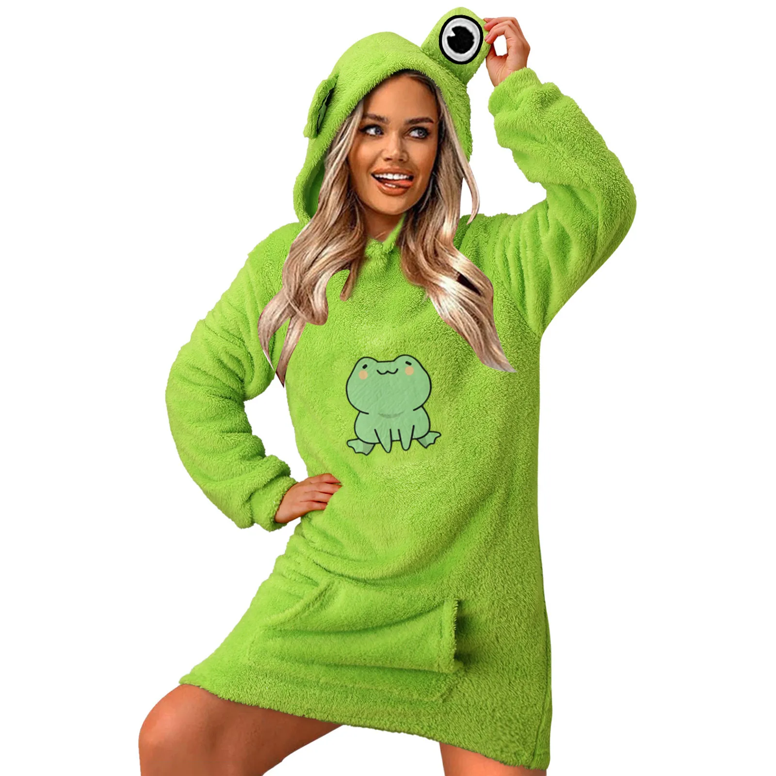 

Женское платье с длинным рукавом, леопардовым принтом и капюшоном