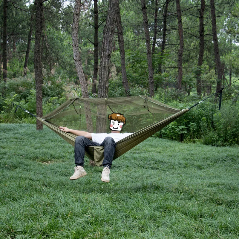 

Anti-Mosquito Mosquito Net Hammock Outdoor Camping Automatic Quickly Open Anti-Flip Sun Protection Single Double Hanging Hammock