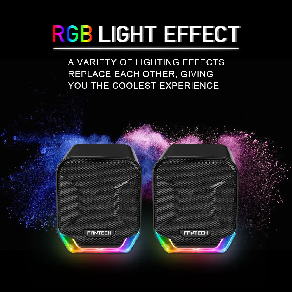 FANTECH SONAR GS202 Computer Speakers USB and 3.5mm RGB Mini Wired Speakers Acoustic Clarity for Desktop Computer Laptop