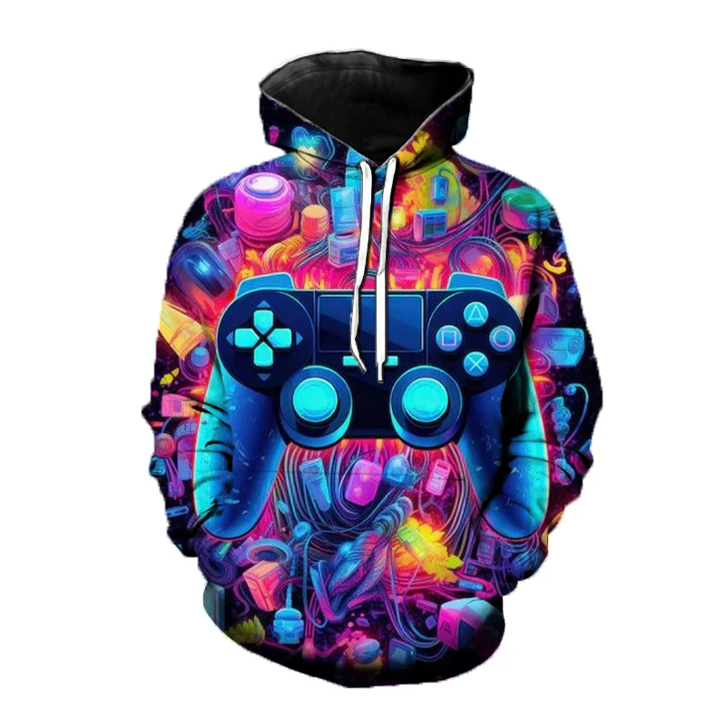 Neon Graphic 3D Print Hoodie Sweatshirt Oversized