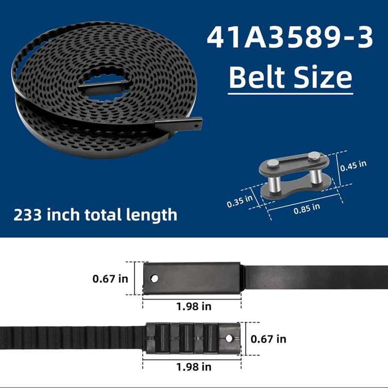 41A3589-3 41A3589‑12 Drive Belt For 7 Ft High Garage Door, 233 Inches Belt Assembly For Garage Door Opener 6