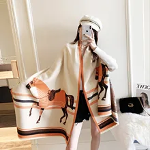 

Fashion Plaid Scarf Women's Winter American Thickened Warm Imitation Cashmere Carf Temperament Matching Autumn Women's Scarf