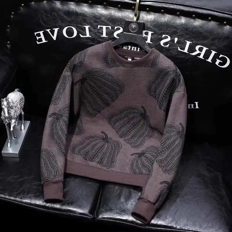 thumbnail image 1 of Sudadera con cuello redondo y estilo vintage Y2k para hombre, jersey de estilo coreano, cálida, holgada, de lujo, nueva oferta de bienvenida, 1 of 4