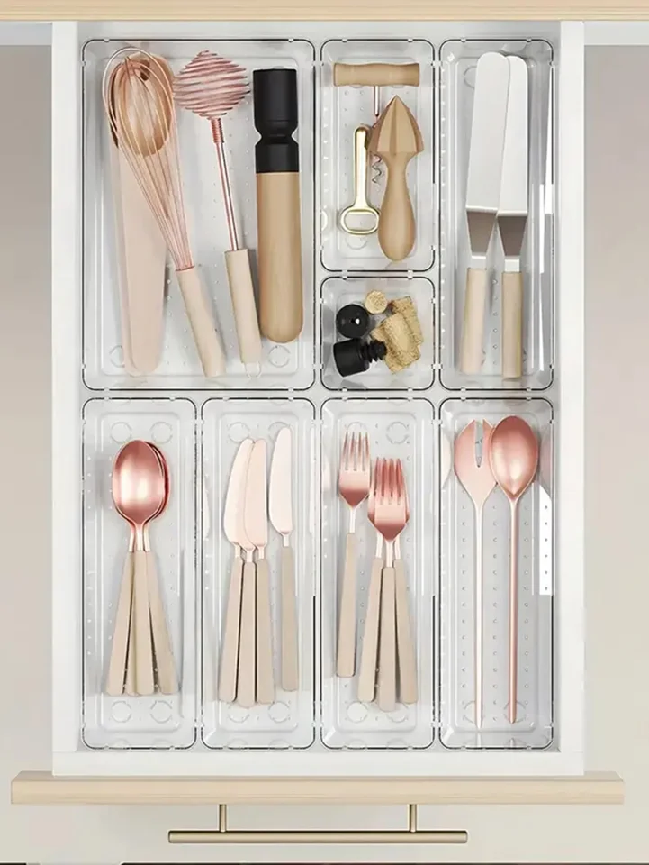 25 Piece Multifunctional Clear Plastic Drawer Organizer Set