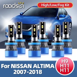 Roadsun Headlights LED For Nissan Car Fog Bulbs 16000LM For Altima 2007 2008 2009 2010 2011 2012 2013 2014 2015 2016 2017 2018