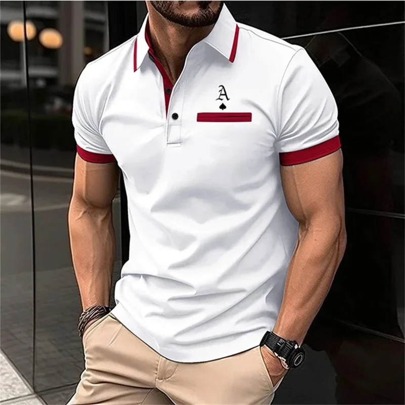 

Hot Selling New Fashion Versatile 3D Printed Letters Men's Polo Shirt Summer Business Casual Breathable Lapel Short Sleeved Top