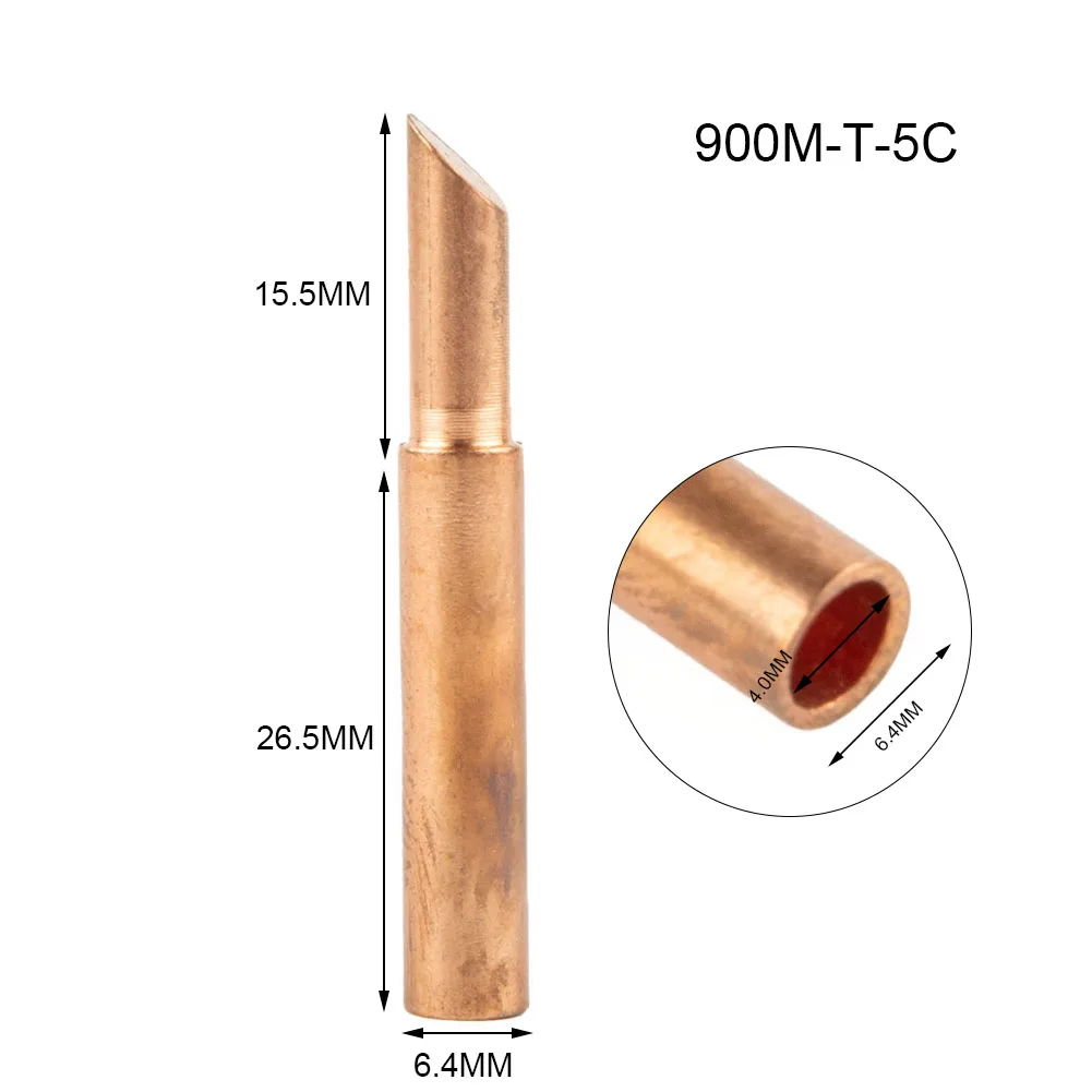 

5Pcs Soldering Iron Tips 900M-T-5C Soldering Iron Pure Copper Lead-Free 936 For Circuit Boards Lower Temperature Soldering