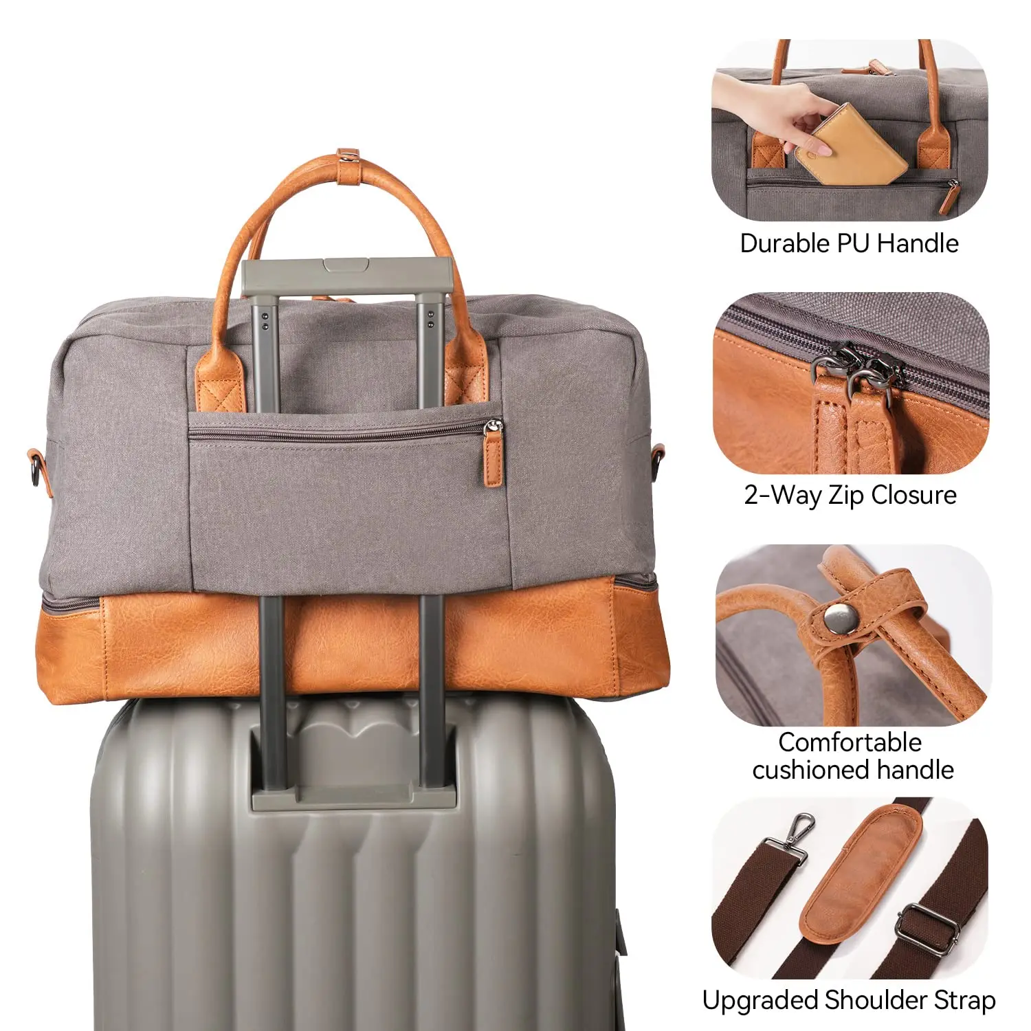 Vintage Retro Canvas + Leather Ttravel Bags Business Boarding Luggage Storage Bag Overnight duffle bags tote Leisure
