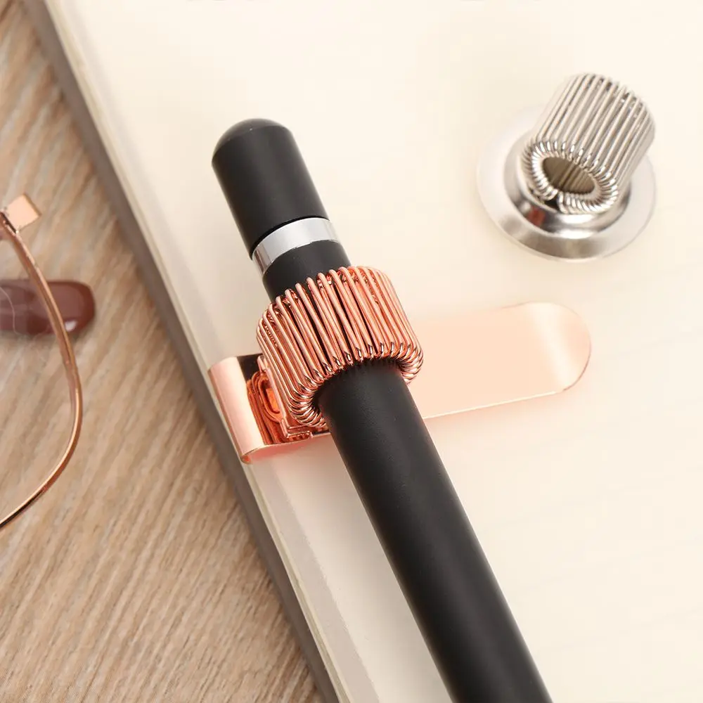 Portable Spring Pen Clip High Quality  Pen Clip Self adhesive Metal Pencil Holder Pens Pencils Writing Tool Office School Supply 5