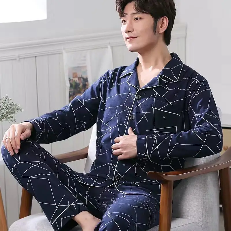 Man Silk Pajamas Set Sleepwear Men Comfortable Pyjamas 3XL Long Sleeve Casual Home Wear Spring Autumn Silk Boy Leisure Sleepwear silk pajamas