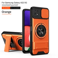 Magnetic Fold Holder Military Armor Phone Case with Enhanced Camera Protection - Galaxy F42 5G (SJia - Orange)