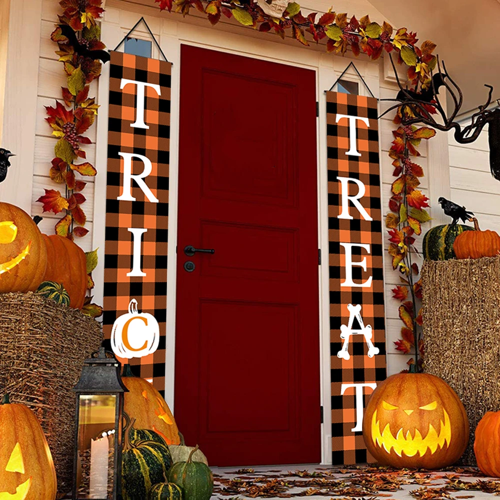 2022 Halloween Door Decoration Pumpkin Skeleton Bat Witch Skull Banner