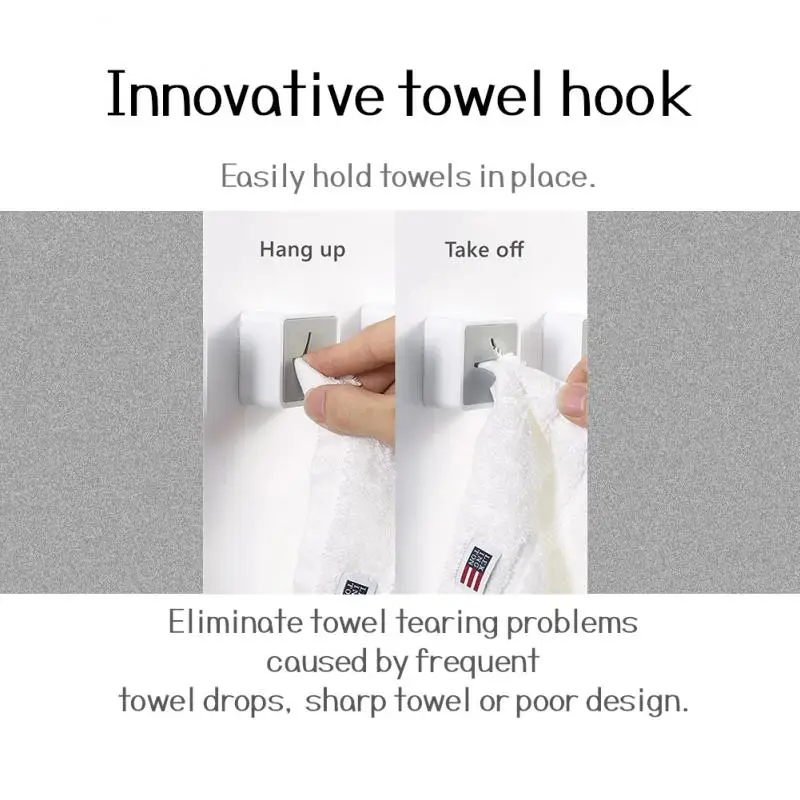Self Adhesive Towel Plug Holder Wall Mounted Bathroom Towel Hook Storage Rack Waterproof Kitchen Rag Dishcloth Clip Organizer
