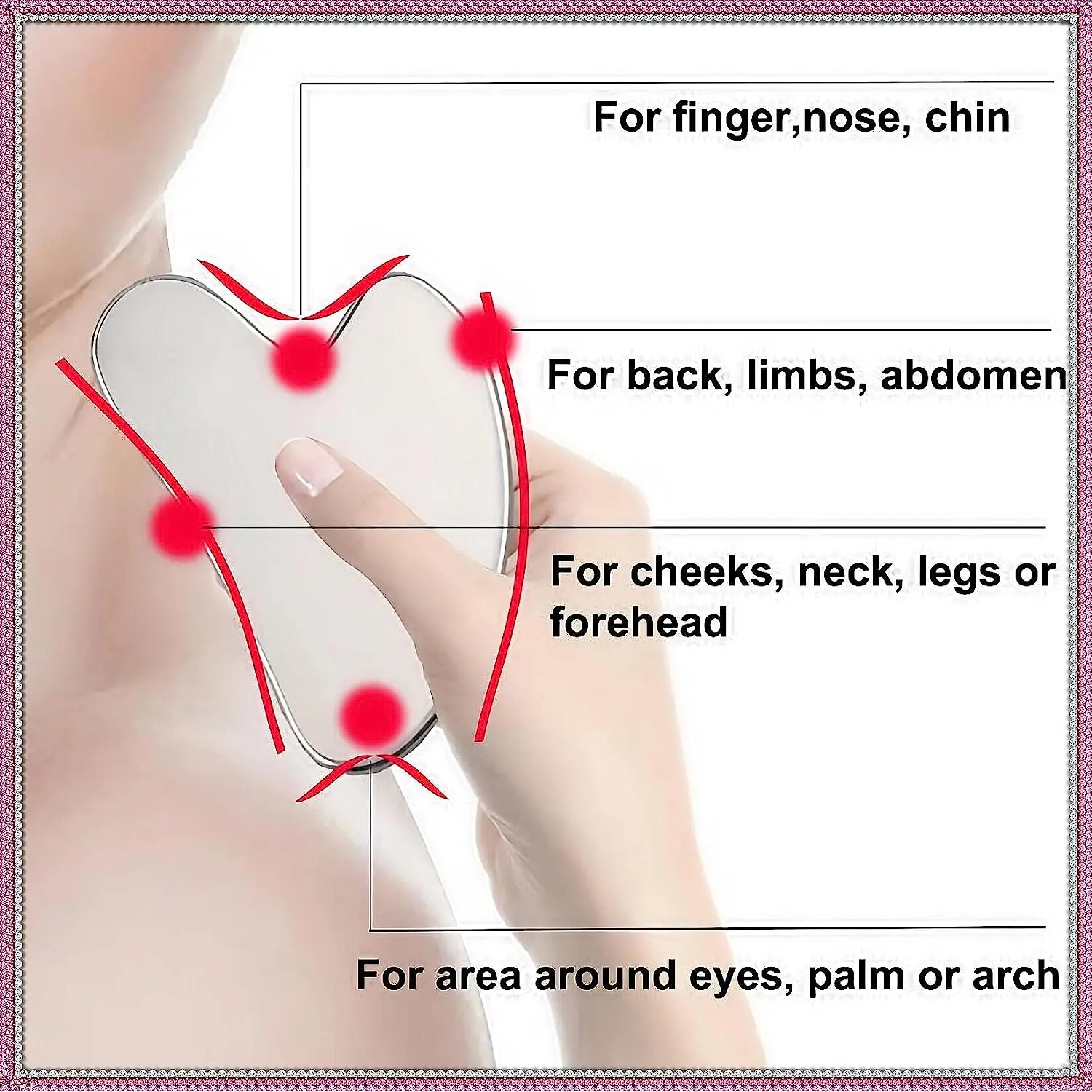 Gua Sha Board Facial Massage Tool Stainless Steel SUS304